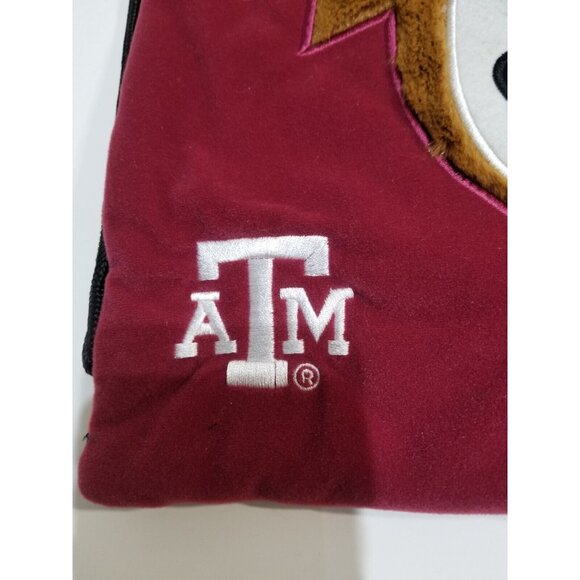 Texas A&M Drawstring Backpack Bag College Licensed 18” X 14” Faux Fur Mascot - Picture 5 of 8